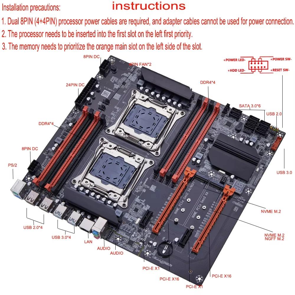 لوحة أم للألعاب X99 ثنائية الم - مراجعة Dual Lga2011-3 Server Motherboard Combo وسعره
